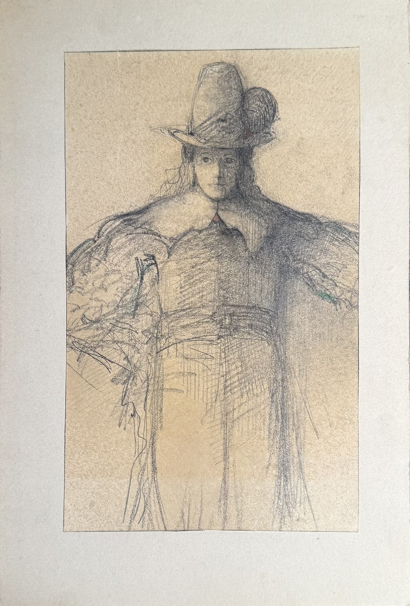 ÉCOLE HOLLANDAISE vers 1920,  FIGURE MASCULINE EN COSTUME DU XVIIᵉ SIÈCLE-photo-3