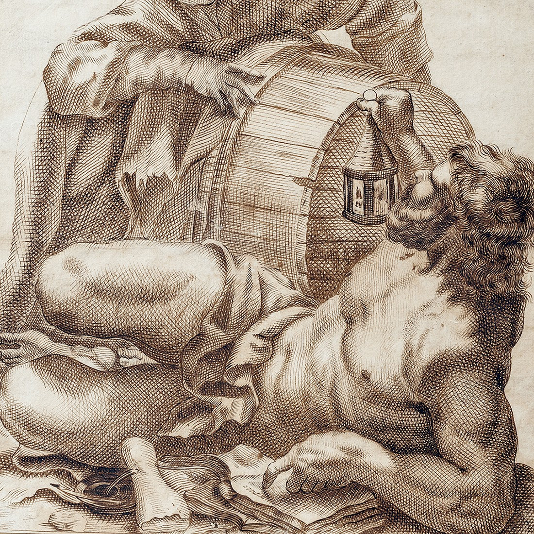 Italian School, Second Half Of The 17th Century, Diogenes And Alexander-photo-1
