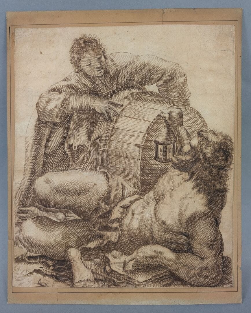 Italian School, Second Half Of The 17th Century, Diogenes And Alexander