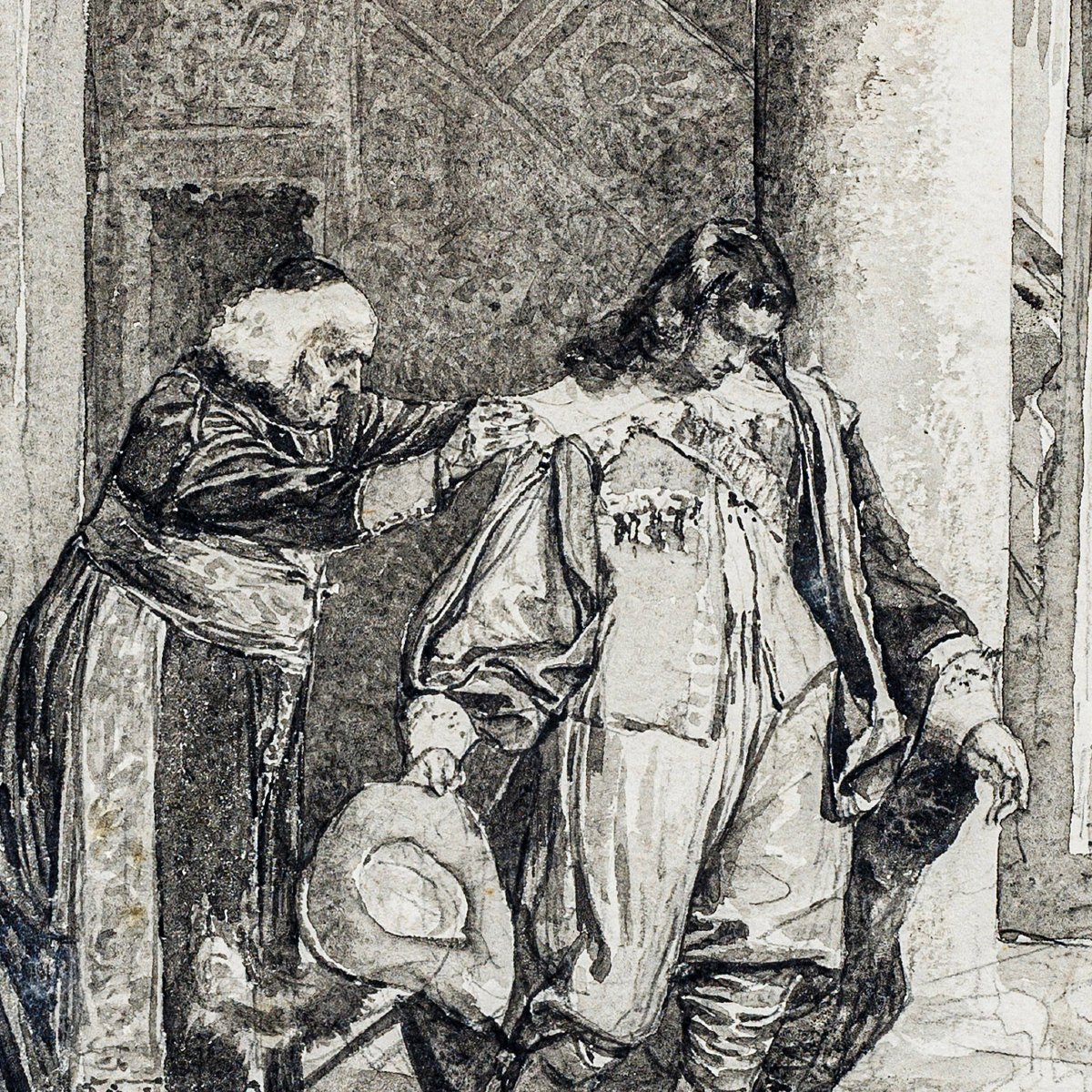 ADOLPHE LALAUZE, SCÈNE DE GIL BLAS : GIL BLAS CONGÉDIÉ PAR L’ARCEVÊQUE DE GRENADE-photo-3
