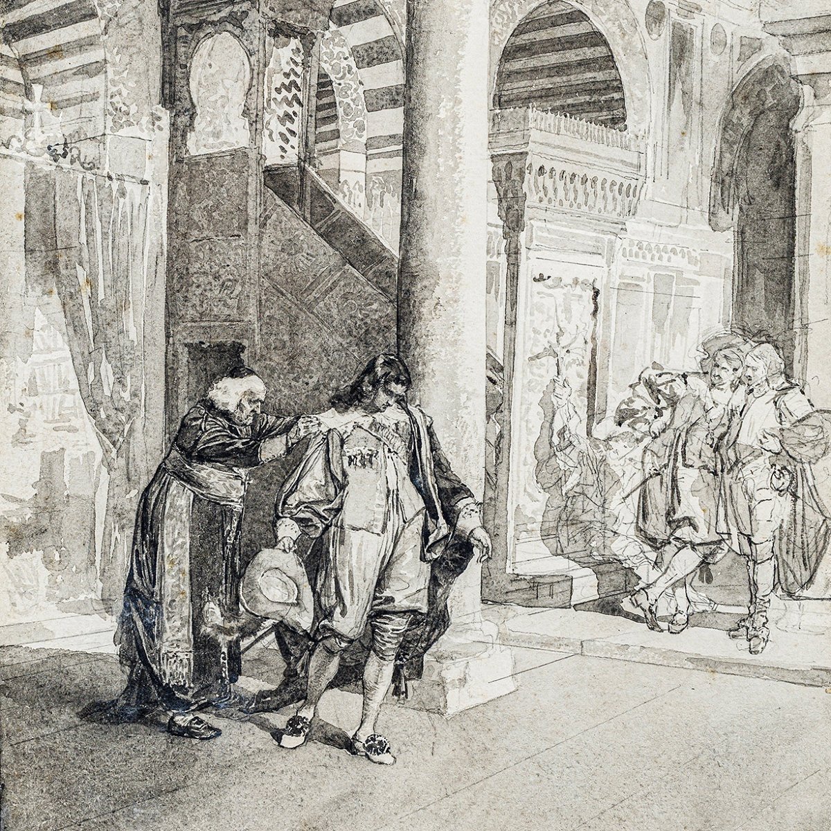 ADOLPHE LALAUZE, SCÈNE DE GIL BLAS : GIL BLAS CONGÉDIÉ PAR L’ARCEVÊQUE DE GRENADE-photo-1