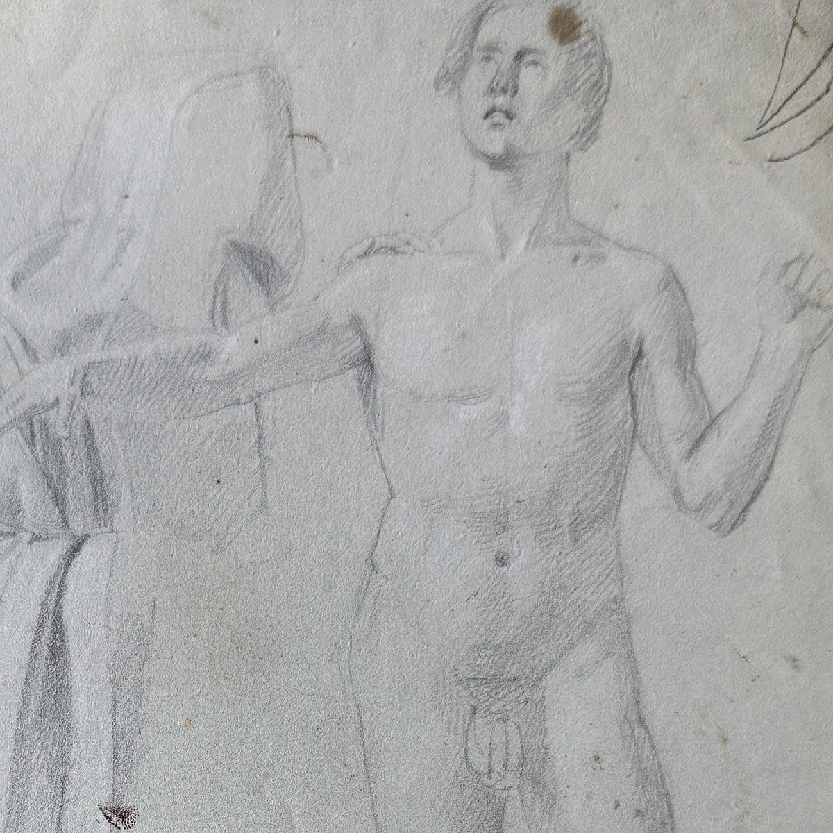 GIACINTO MASSOLA, ÉTUDE D’UN JEUNE HOMME NU ET D’UNE FIGURE CAPUCHONNÉE-photo-2