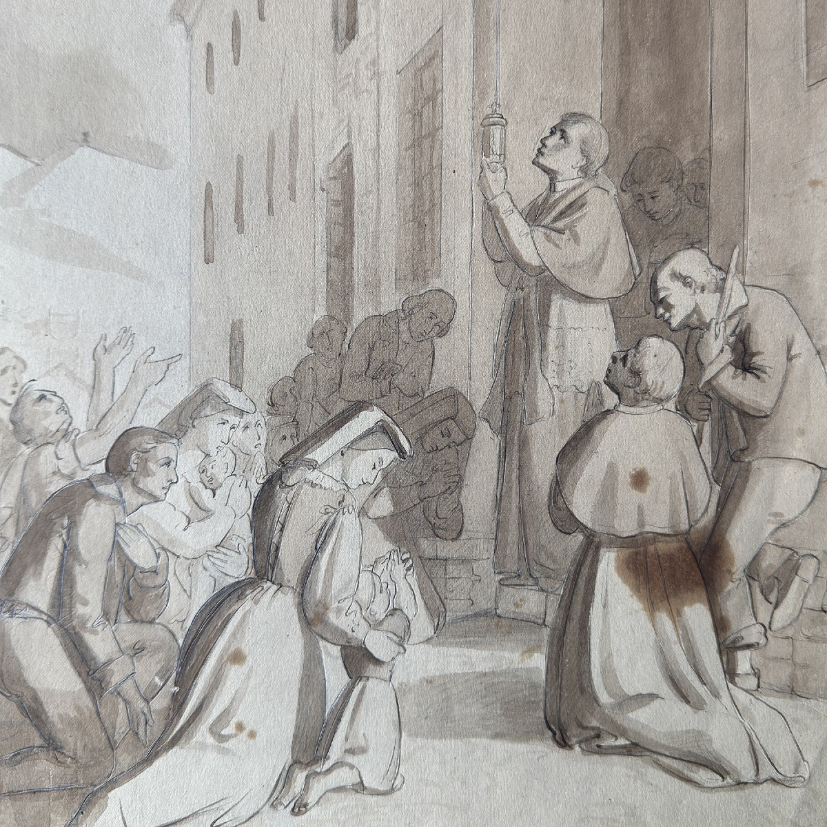 Giacinto Massola, Saint Charles Borromeo Leading A Public Eucharistic Devotion-photo-3