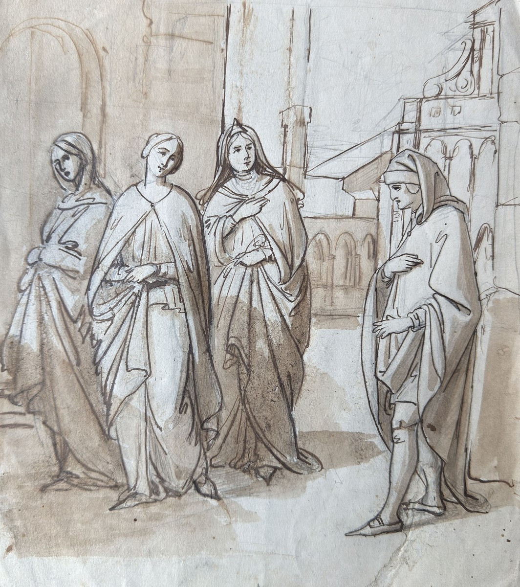 GIACINTO MASSOLA, DANTE ET BÉATRICE, ÉPISODE DE LA VITA NUOVA