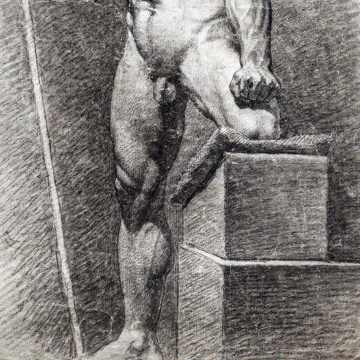 École néoclassique française vers 1820 – Nu académique en Charon, graphite-photo-2
