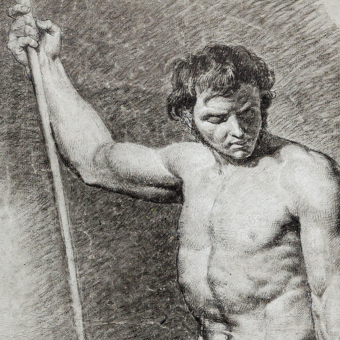 École néoclassique française vers 1820 – Nu académique en Charon, graphite-photo-3