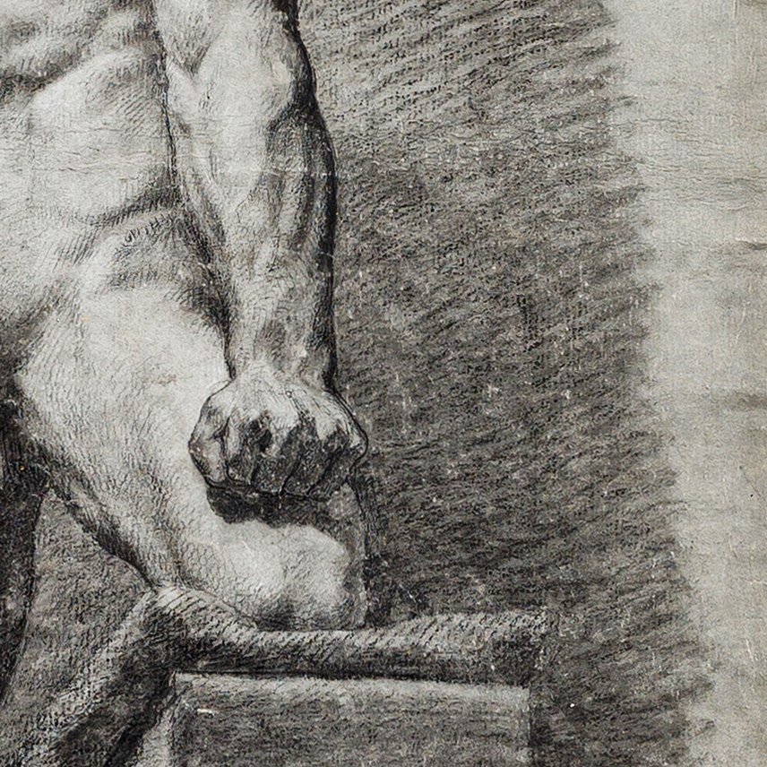 École néoclassique française vers 1820 – Nu académique en Charon, graphite-photo-4