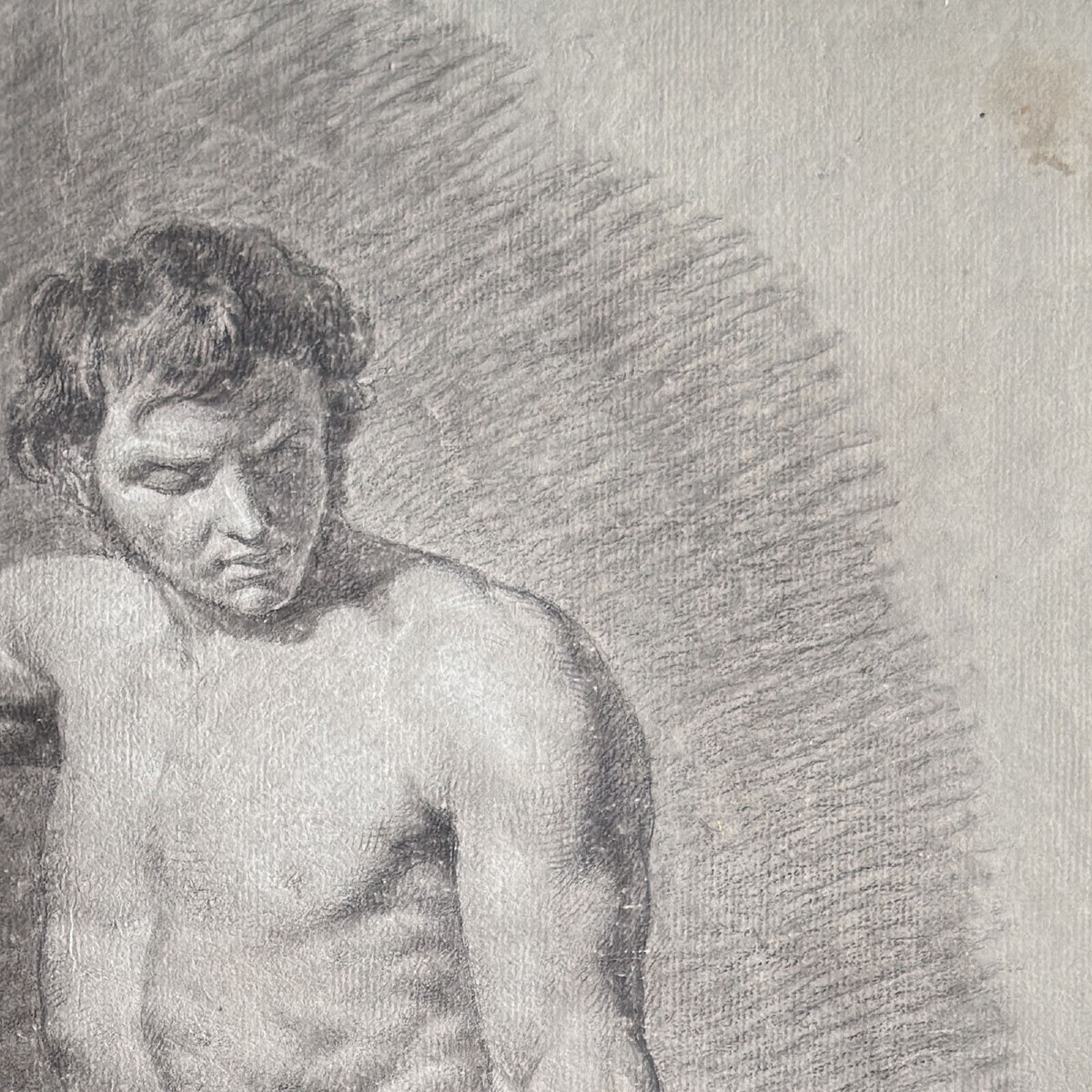 French Neoclassical School, Circa 1820, Academic Male Nude-photo-1