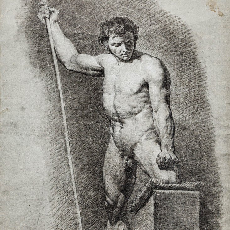 École néoclassique française vers 1820 – Nu académique en Charon, graphite-photo-3