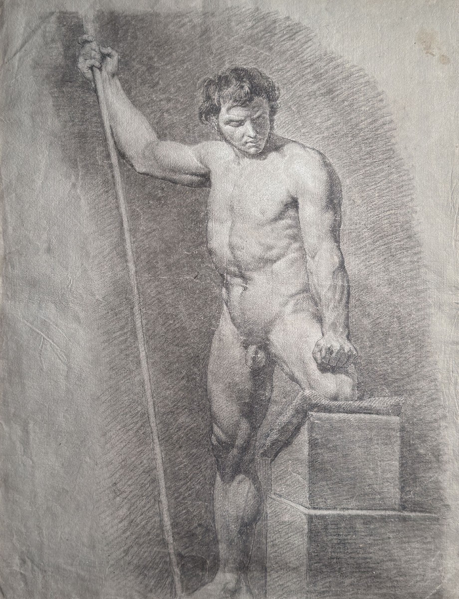 French Neoclassical School, Circa 1820, Academic Male Nude