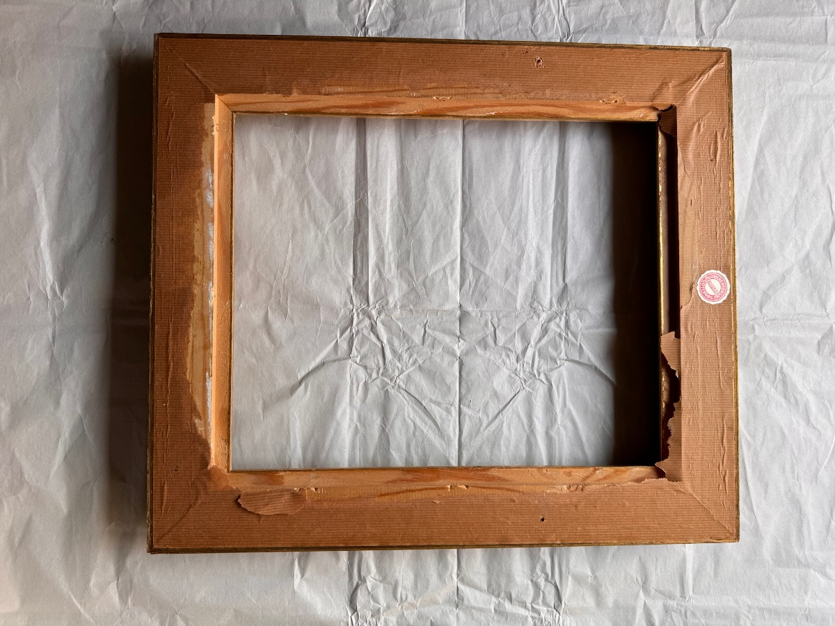 Gilded Frame With Pearl Decoration And Foliate Frieze – 45 X 39 Cm-photo-3