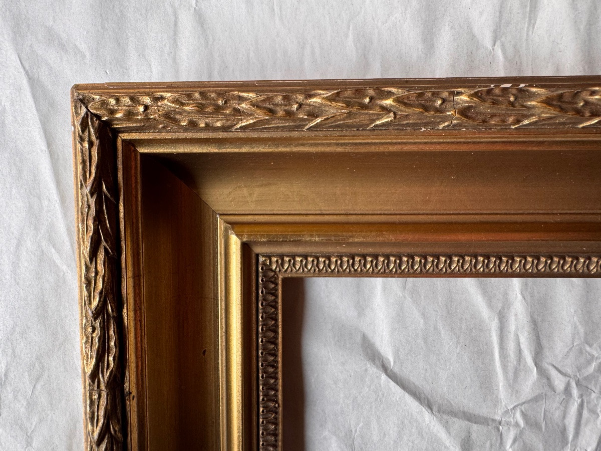 Gilded Frame With Pearl Decoration And Foliate Frieze – 45 X 39 Cm-photo-5