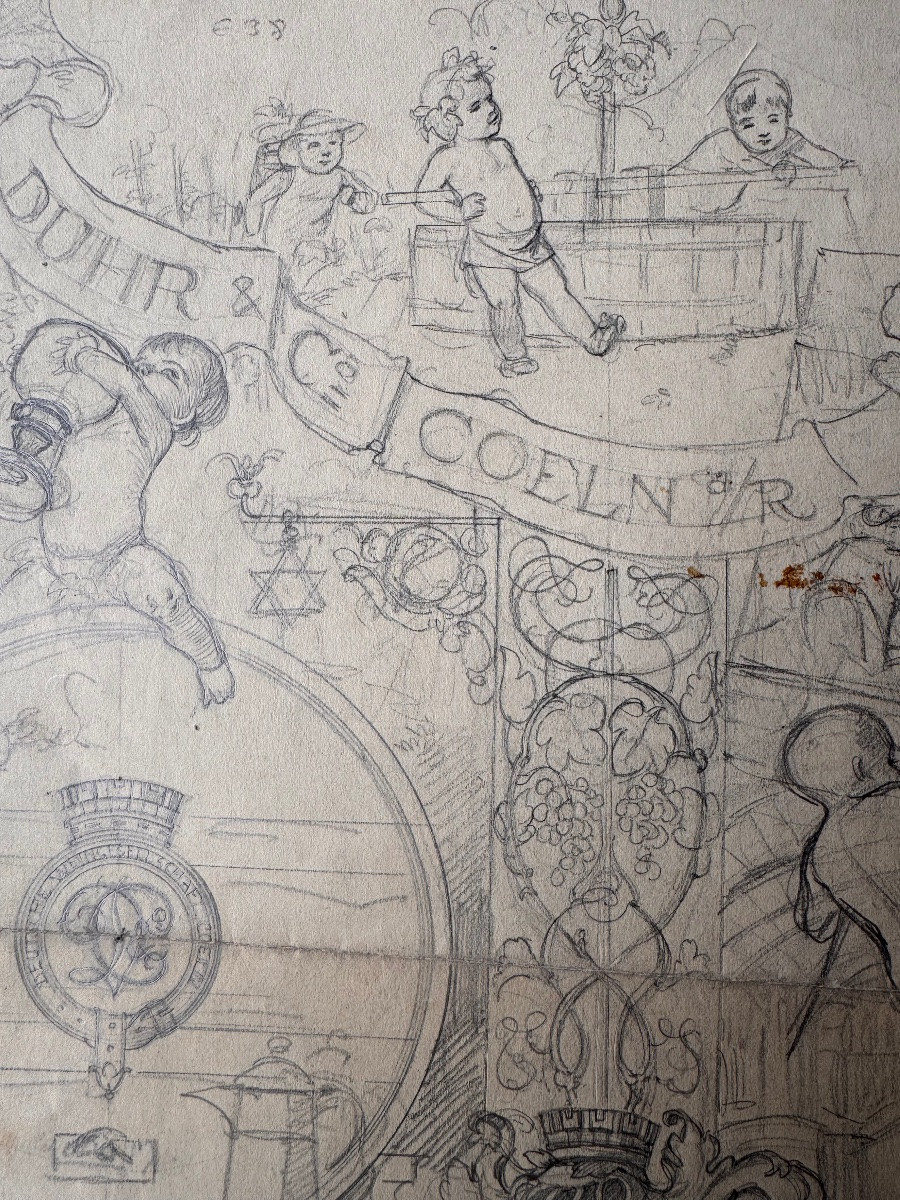 Attributed To Karl Krahl, Allegoric Project With Heraldic And Bacchic Motifs-photo-2