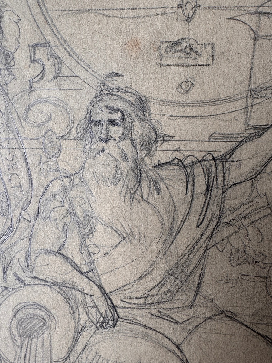 Attributed To Karl Krahl, Allegoric Project With Heraldic And Bacchic Motifs-photo-5