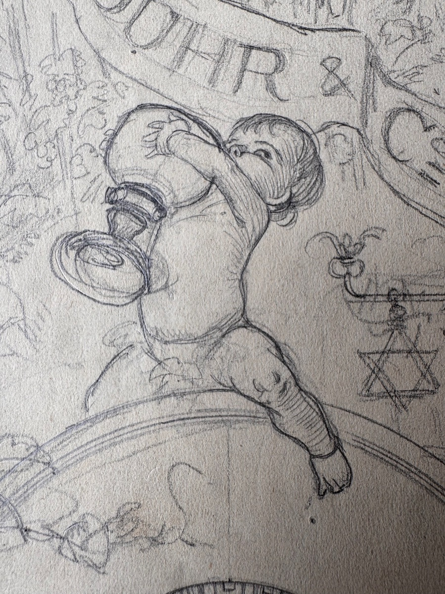 Attributed To Karl Krahl, Allegoric Project With Heraldic And Bacchic Motifs-photo-6