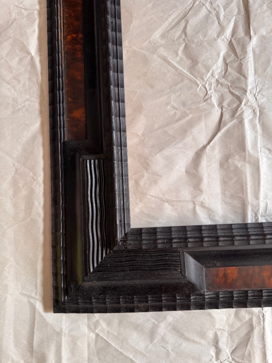 Molded And Blackened Wooden Frame With Imitation Tortoiseshell Decoration – Circa 1900 – 66.5 X 51 Cm-photo-3