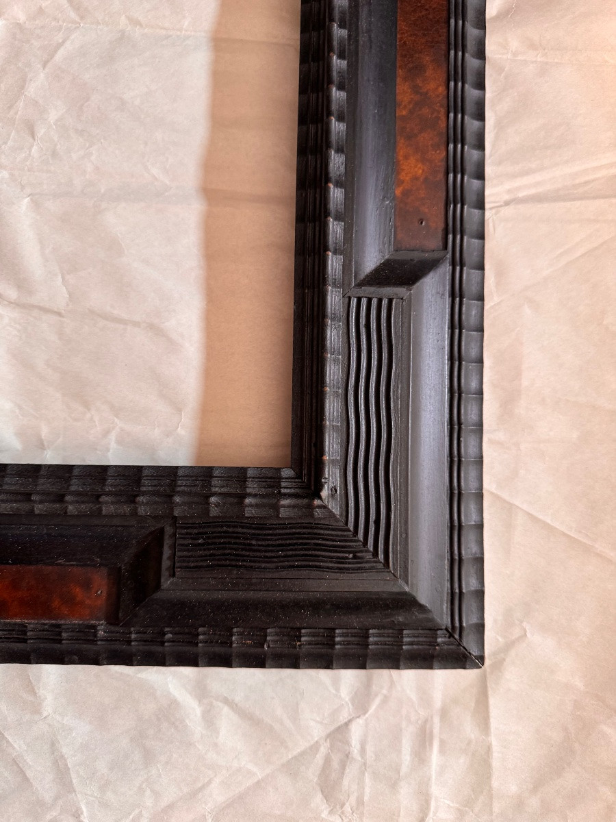 Molded And Blackened Wooden Frame With Imitation Tortoiseshell Decoration – Circa 1900 – 66.5 X 51 Cm-photo-4
