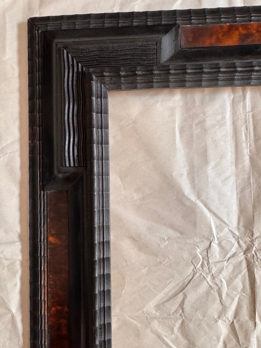 Molded And Blackened Wooden Frame With Imitation Tortoiseshell Decoration – Circa 1900 – 66.5 X 51 Cm-photo-2