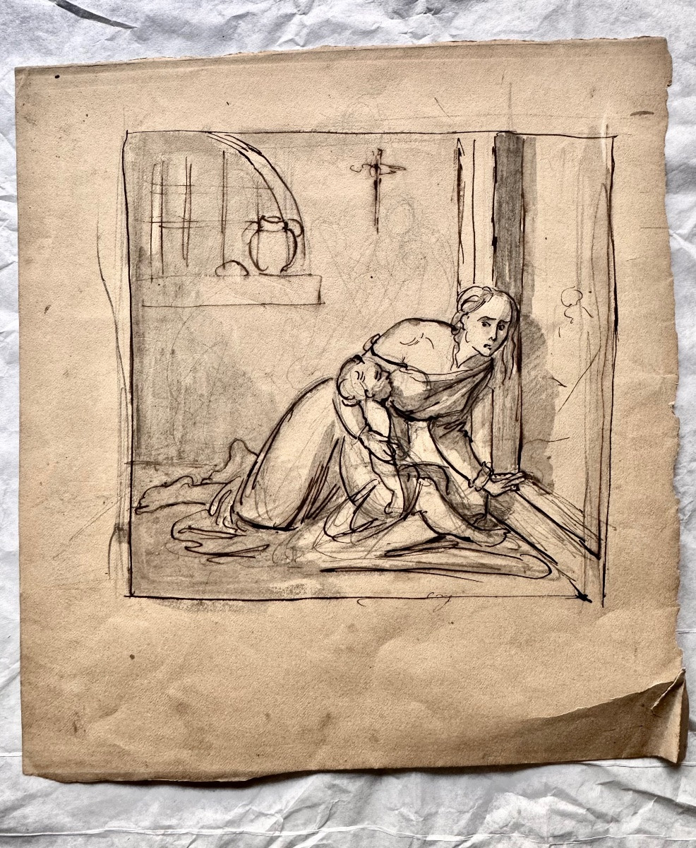 Italian School, Circa 1830 Mother And Child-photo-3