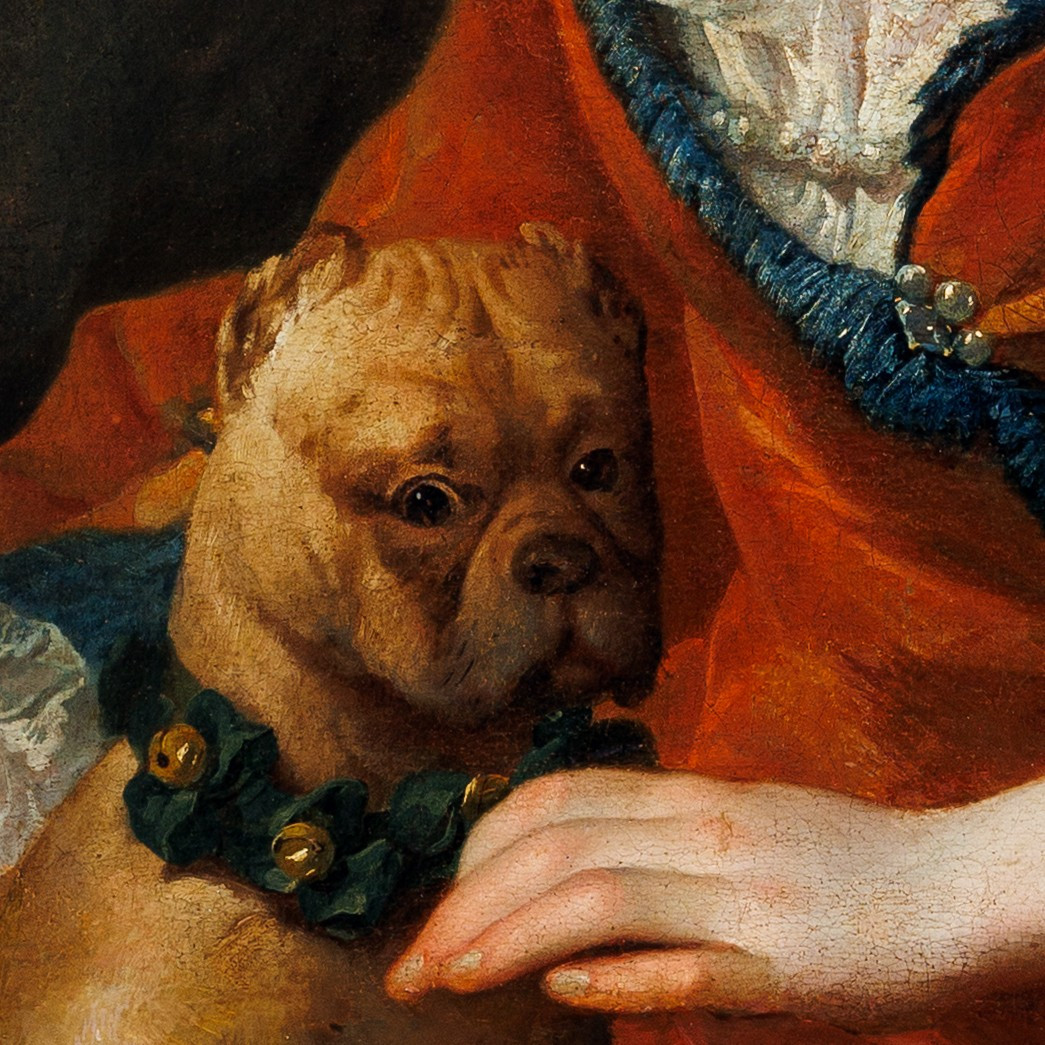 Portrait De Dame Au Carlin, Présumée Anna Rzewuska, Époque Rococo XVIIIe-photo-2