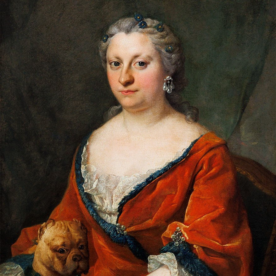 Portrait De Dame Au Carlin, Présumée Anna Rzewuska, Époque Rococo XVIIIe-photo-2