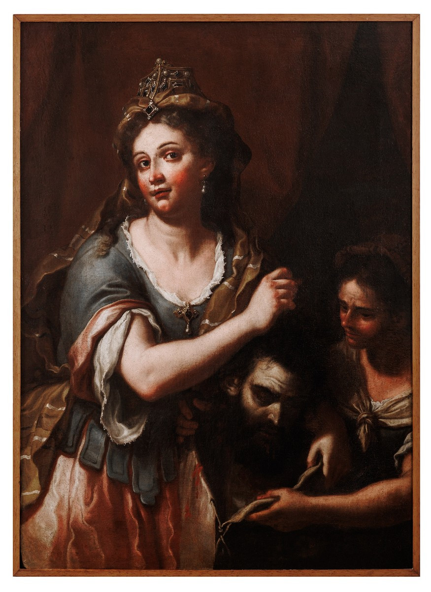 Judith Avec La Tête D’Holopherne, École D’Italie Du Nord Vers 1670, Peinture Baroque-photo-1