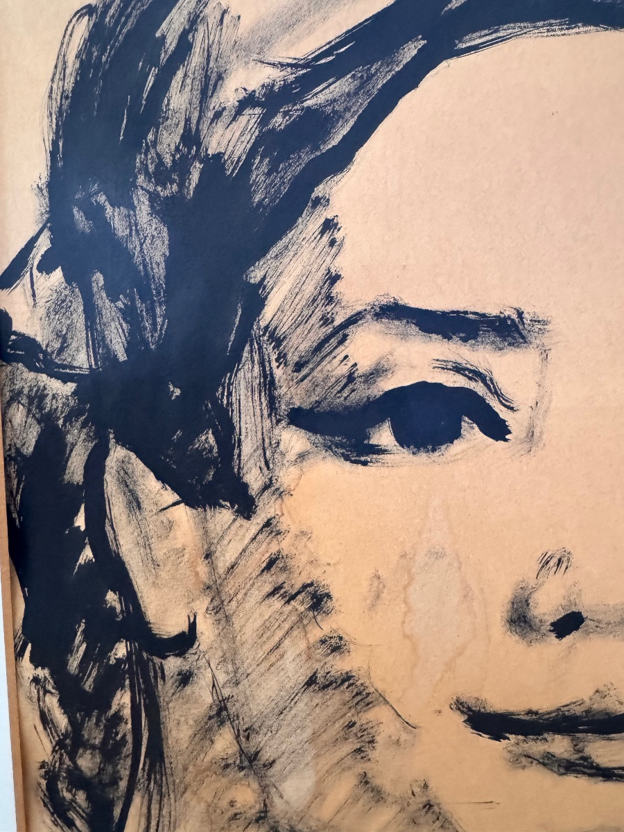 Josef Schulz, Portrait D’Une Jeune Femme, Évocation Orientaliste, Autriche 1955-photo-4