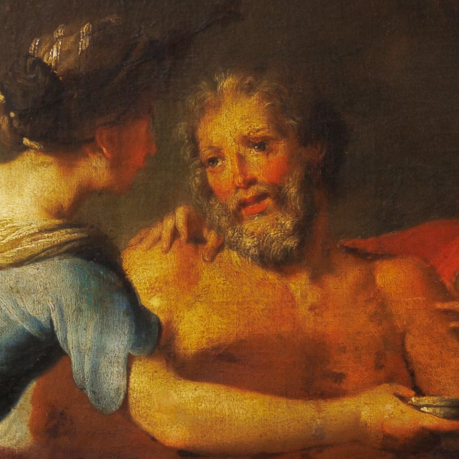École vénitienne vers 1720 – Lot et ses filles, grande peinture baroque-photo-4