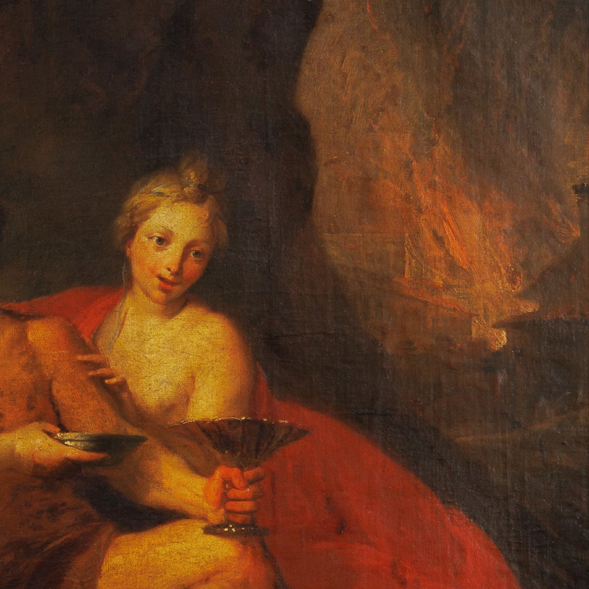 École vénitienne vers 1720 – Lot et ses filles, grande peinture baroque-photo-1