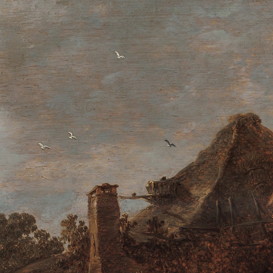 Attributed To Jan Van Goyen – Peasant Huts With A Sweep Well, Dutch Landscape, 1633-photo-4