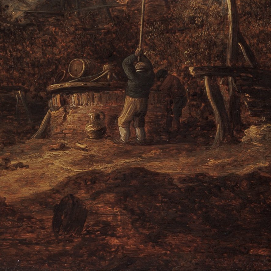 Attributed To Jan Van Goyen – Peasant Huts With A Sweep Well, Dutch Landscape, 1633-photo-1