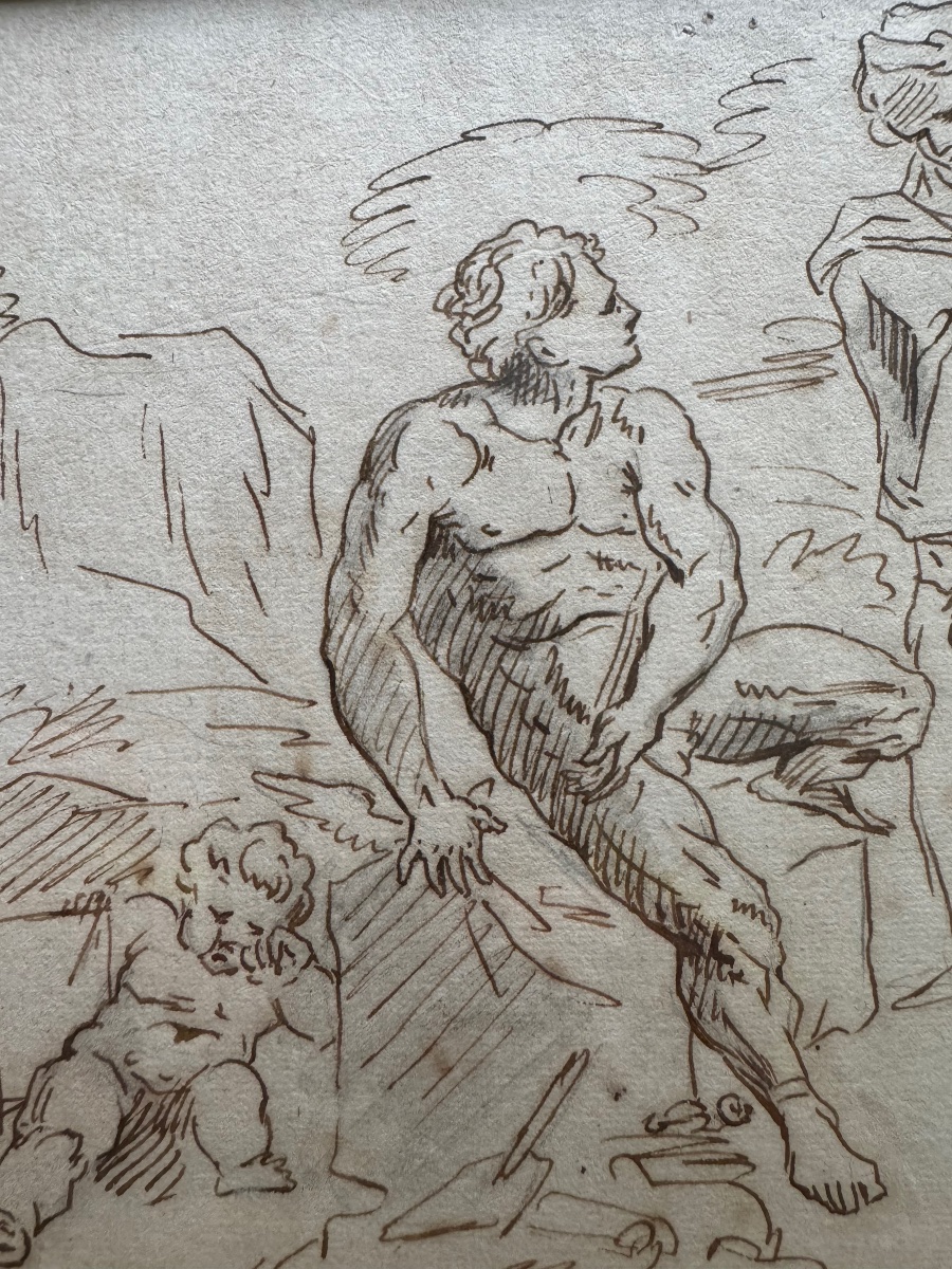 Italian School C.1750 – Athena Appearing To Bellerophon With Pegasus, Ink Drawing-photo-3