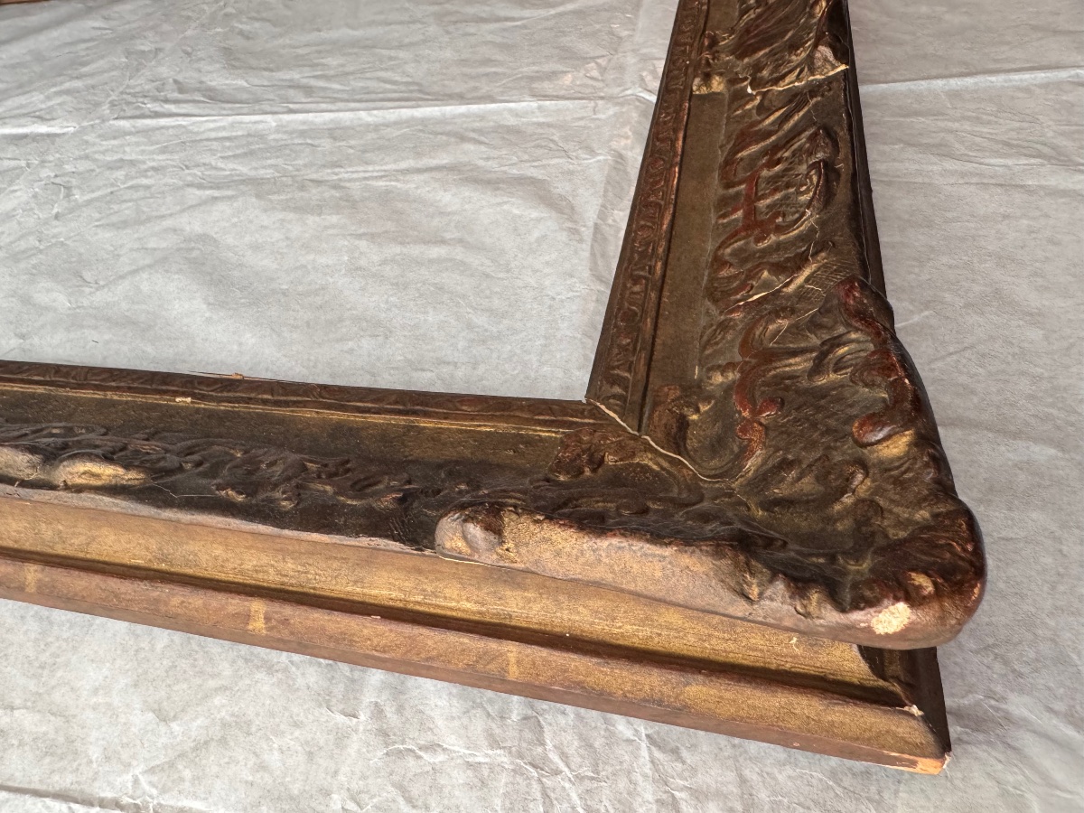 Large Carved Wooden Frame, Louis XIV–louis XV Style, 19th Century, 89 X 68.5 Cm-photo-4