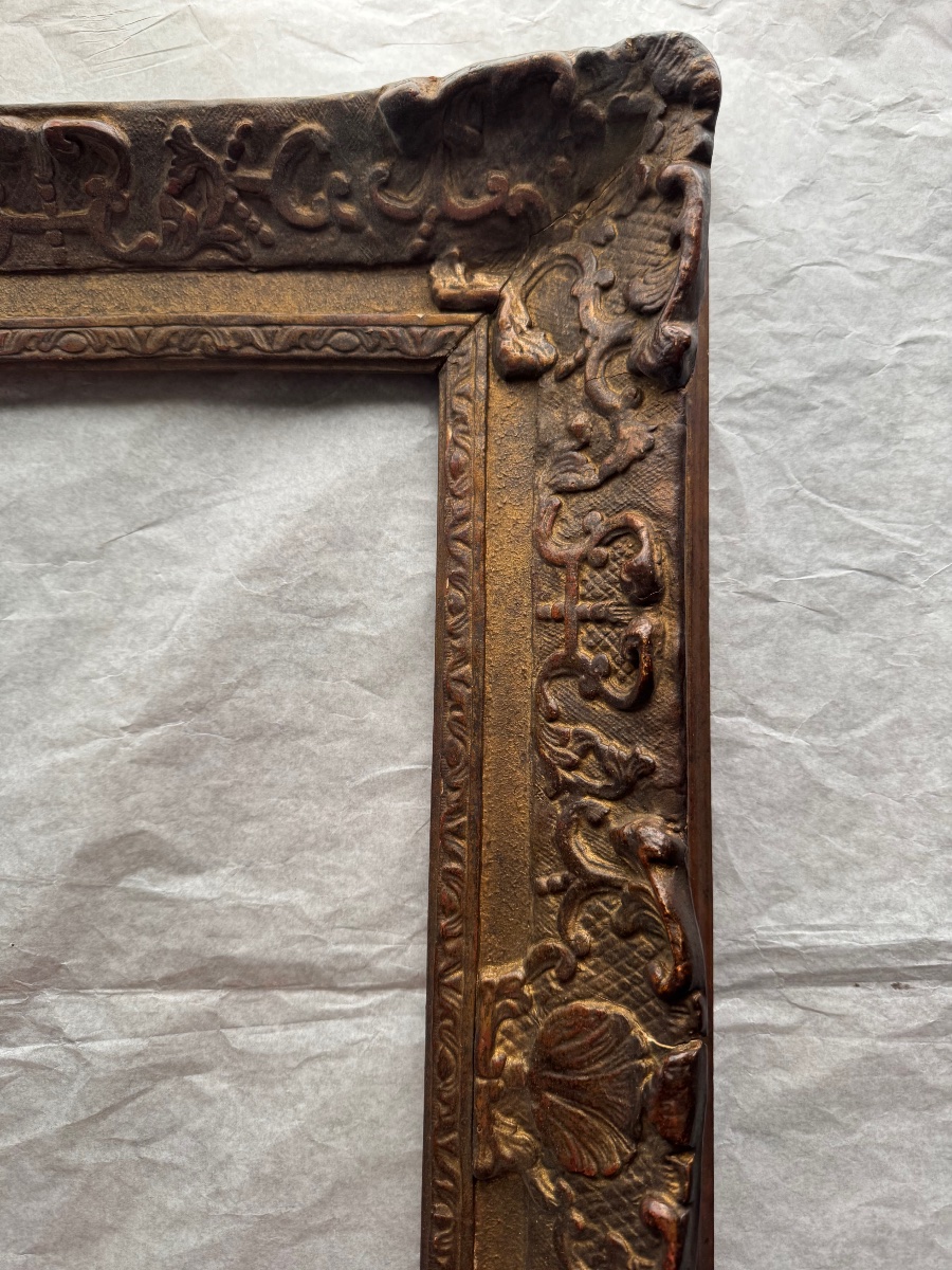 Large Carved Wooden Frame, Louis XIV–louis XV Style, 19th Century, 89 X 68.5 Cm-photo-2