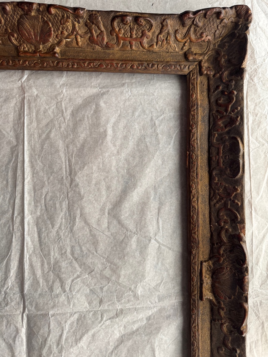 Large Carved Wooden Frame, Louis XIV–louis XV Style, 19th Century, 89 X 68.5 Cm-photo-5