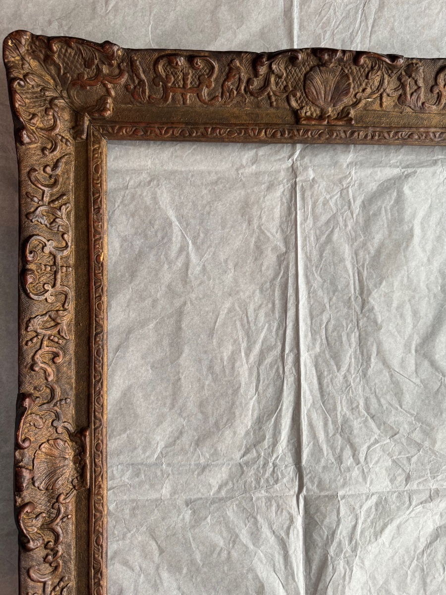 Large Carved Wooden Frame, Louis XIV–louis XV Style, 19th Century, 89 X 68.5 Cm-photo-7