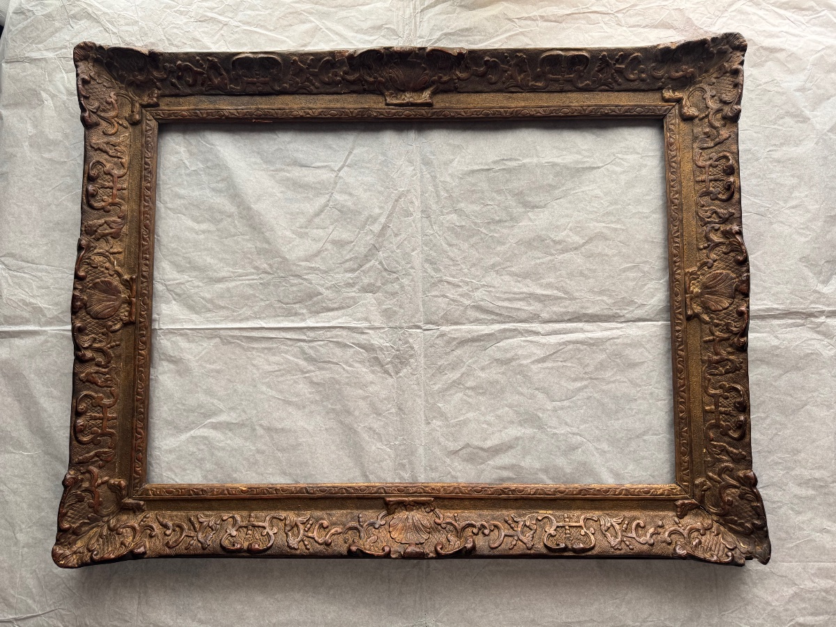 Large Carved Wooden Frame, Louis XIV–louis XV Style, 19th Century, 89 X 68.5 Cm
