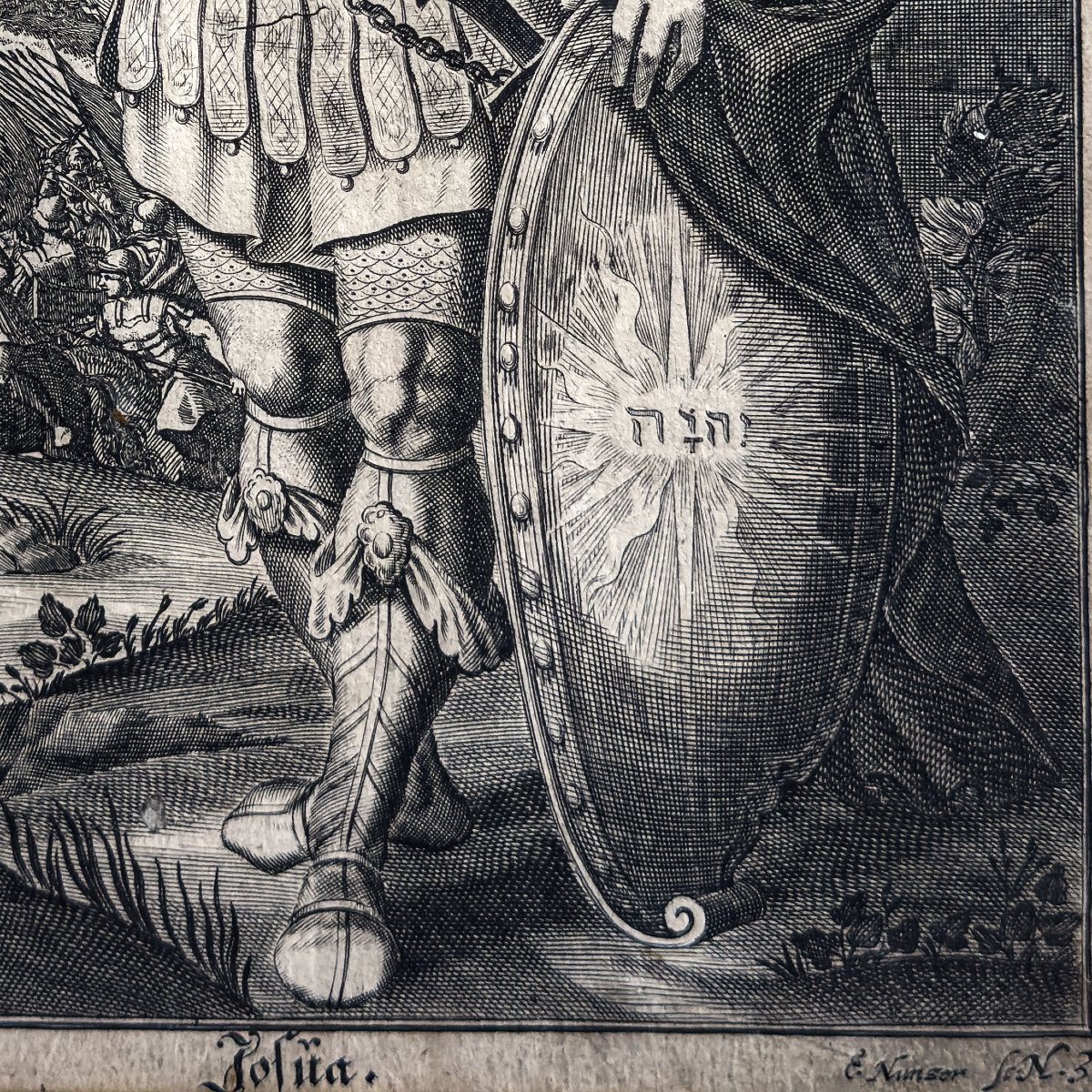 Engelhard Nunzer — Joshua, Baroque Biblical Engraving — Nuremberg, Early 18th Century-photo-3