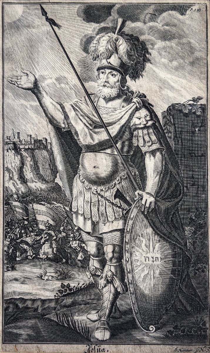 Engelhard Nunzer — Joshua, Baroque Biblical Engraving — Nuremberg, Early 18th Century