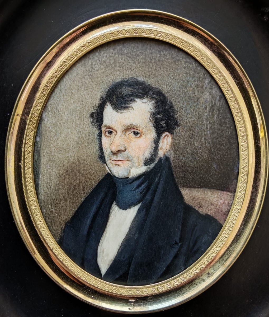Portrait Of A Gentleman, Central European School, Ca. 1830, Watercolor Miniature
