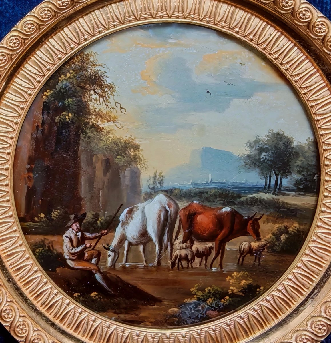 Michael Wutky (1739–1822) – Bay Of Naples, Grand Tour Miniature, Mounted Under Glass-photo-3