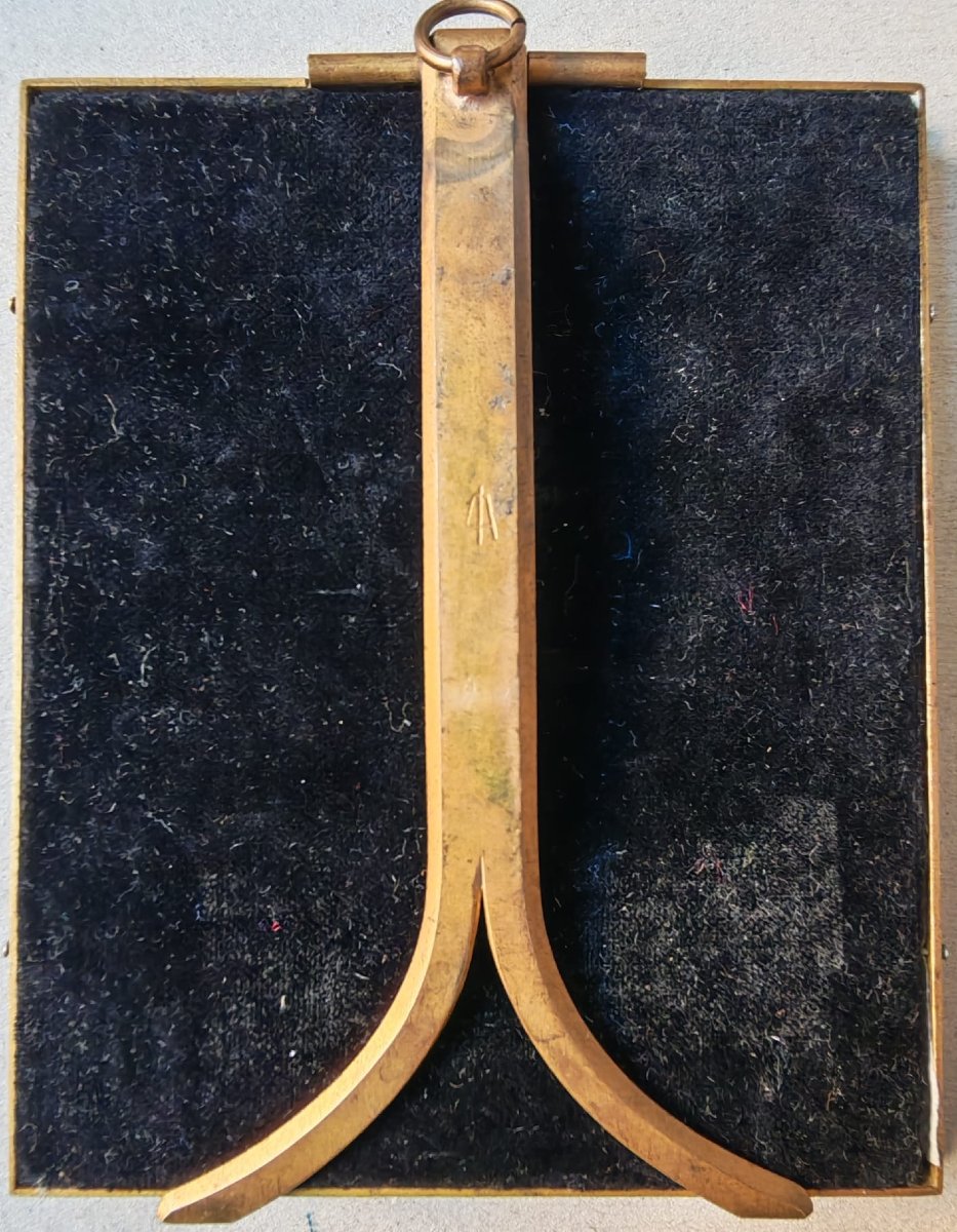 Austrian Biedermeier Miniature Portrait, Gentleman, C. 1840, Original Gilt Easel Frame-photo-3