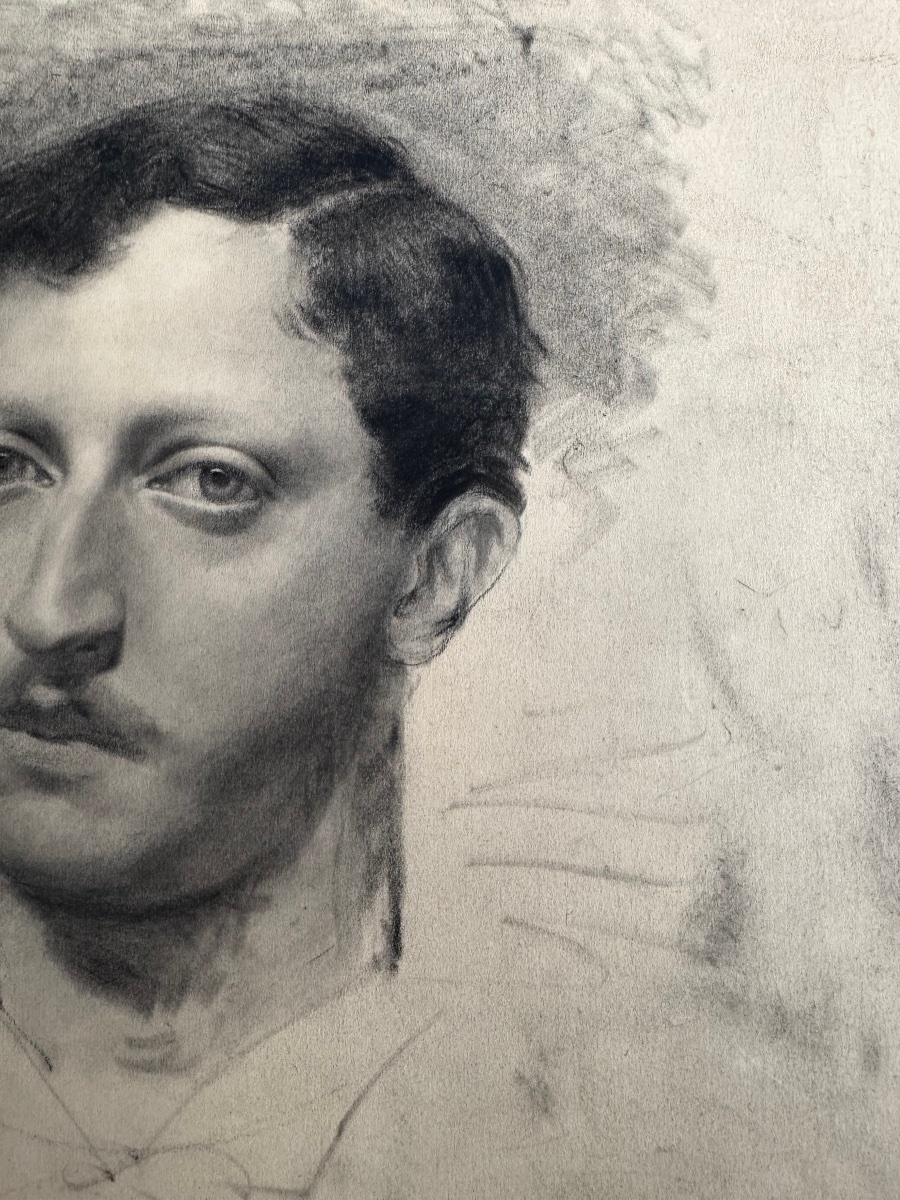 Entourage de Joseph-Désiré Court – Dessin Portrait d'Homme, XIXe Siècle, Influence d'Ingres-photo-4