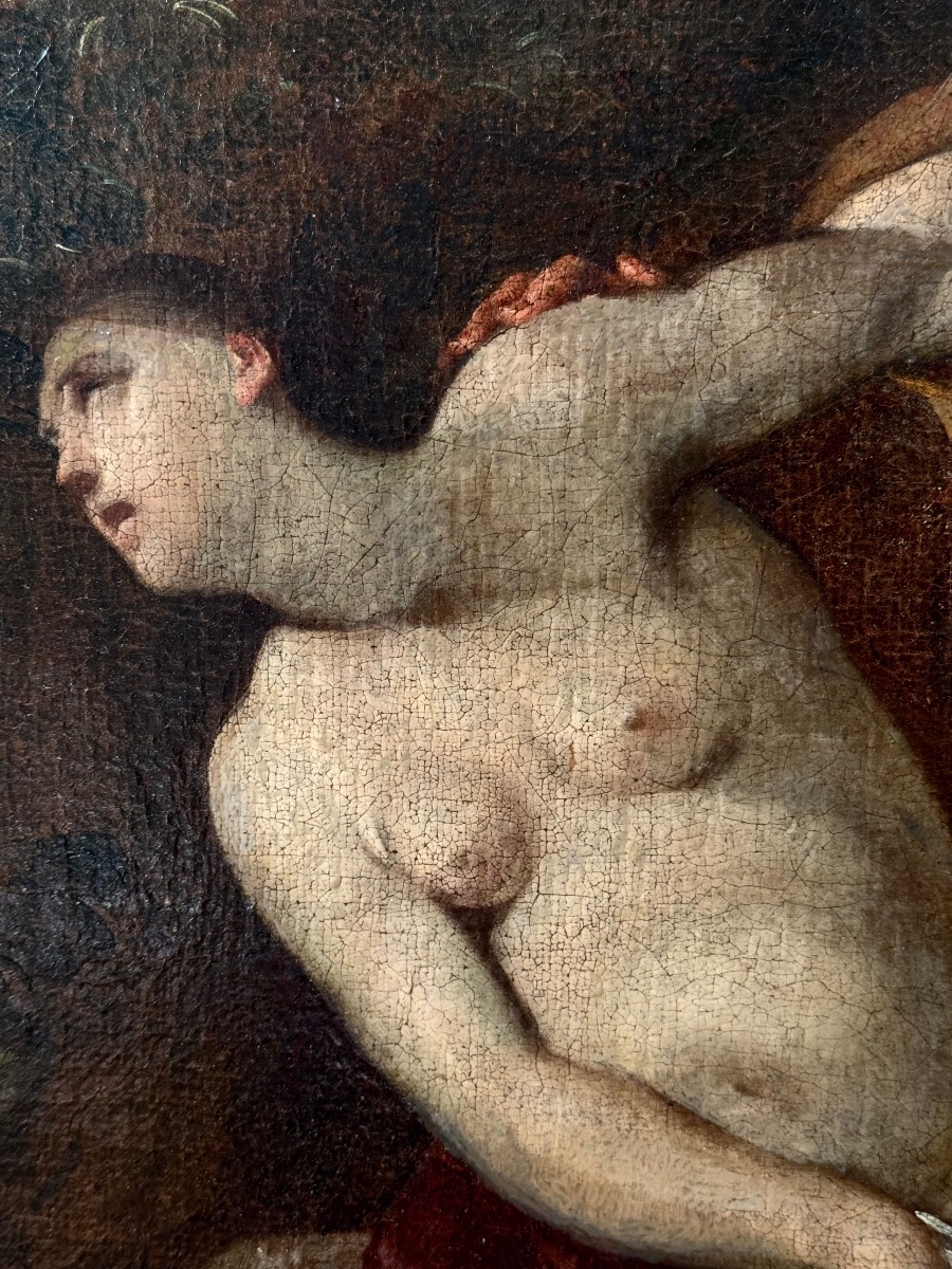 School Of Giulio Carpioni – Suzanne And The Elders, Oil On Paper, Venice, 17th Century-photo-4