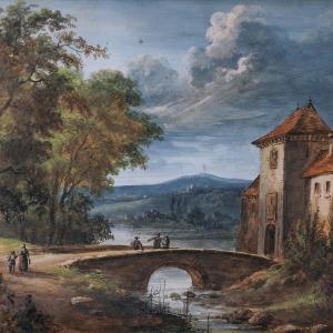 Christmas Attr. At, Landscape With Castle And Bridge
