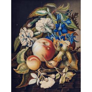 Austrian School, Circa 1890, Still Life With Fruit And Flowers