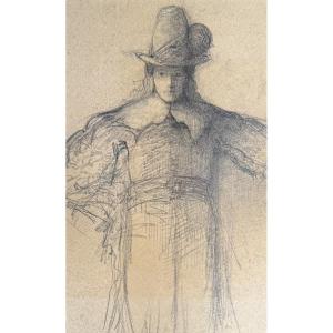 ÉCOLE HOLLANDAISE vers 1920,  FIGURE MASCULINE EN COSTUME DU XVIIᵉ SIÈCLE