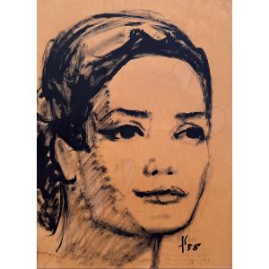 Josef Schulz, Portrait Of A Young Woman, Orientalist Evocation, Austria, 1955
