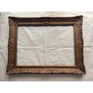Large Carved Wooden Frame, Louis XIV–louis XV Style, 19th Century, 89 X 68.5 Cm