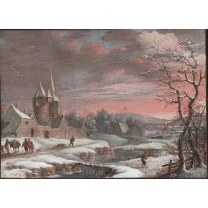 Christoph Ludwig Agricola (1665–1724), attribué à – L’Hiver, paysage au château